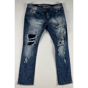 Grindhouse Jeans Size 40 x 32 Blue‎ Stretch Denim Distressed Streetwear